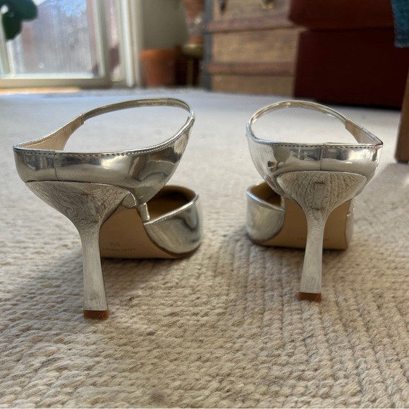 Nine West Metallic Silver Slingback Pointed Toe Mule Heels Size 9 NWOB - Picture 5 of 7